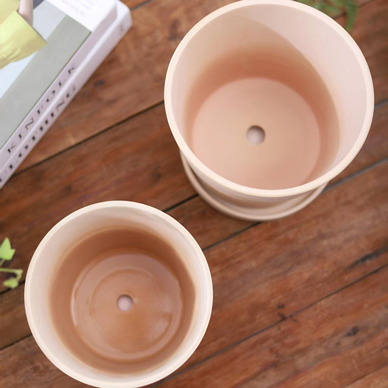 Modern Ceramic Bisque Flower Pot & Saucer Set