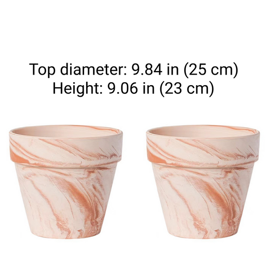 2 Pack 9.8" Marbled Terracotta Pots