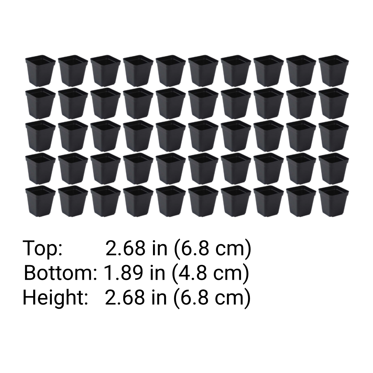50 Pcs Black Plastic Nursery Pots
