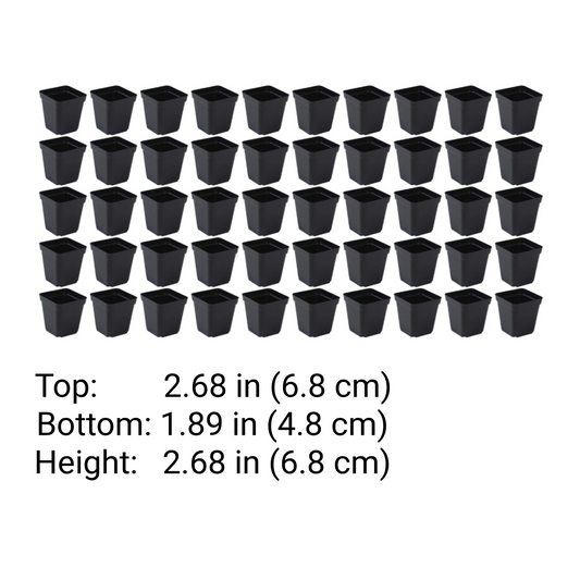 50 Pcs Black Plastic Nursery Pots