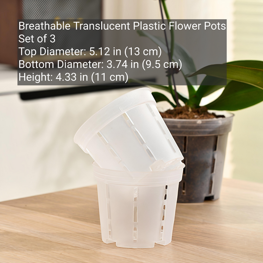 Pack 5.12" Translucent Orchid Pots with Drainage and Airflow